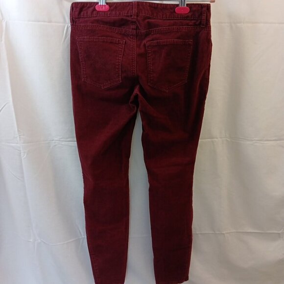 Size 4 Eddie Bauer Slightly Curvy Skinny Corduroy Pants Womens Burgundy Red - Picture 4 of 13
